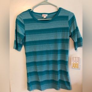 Lula Roe- Gigi top XXS   Blue/teal stripes